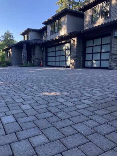 The same paver driveway restored and clean